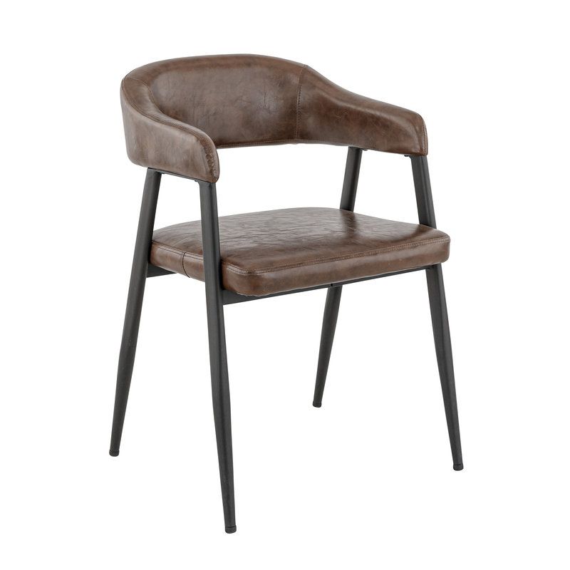 Fauteuil bistro MONTREAL H46 d'intérieur - Métal noir, PU - bois marron vintage