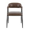 Fauteuil bistro MONTREAL H46 d'intérieur - Métal noir, PU - bois marron vintage