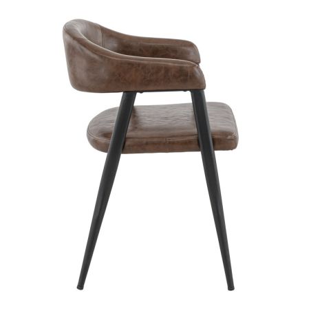 Fauteuil bistro MONTREAL H46 d'intérieur - Métal noir, PU - bois marron vintage