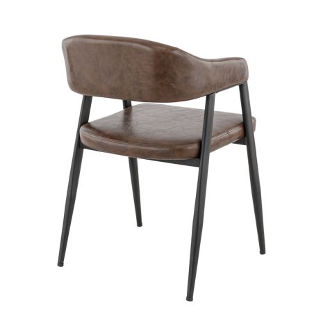 Fauteuil bistro MONTREAL H46 d'intérieur - Métal noir, PU - bois marron vintage