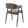 Fauteuil bistro MONTREAL H46 d'intérieur - Métal noir, PU - bois marron vintage