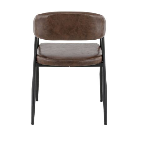 Fauteuil bistro MONTREAL H46 d'intérieur - Métal noir, PU - bois marron vintage