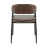 Fauteuil bistro MONTREAL H46 d'intérieur - Métal noir, PU - bois marron vintage