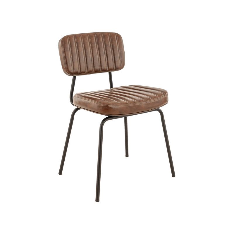 Chaise bistro STANLEY H48 d'intérieur - Métal noir, PU - bois marron vintage