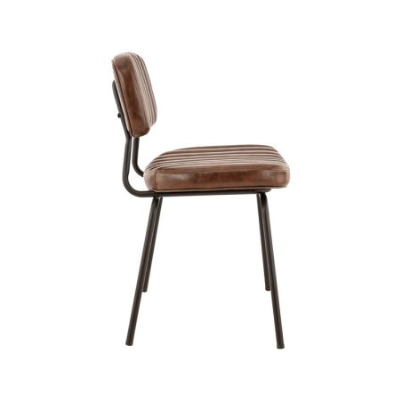 Chaise bistro STANLEY H48 d'intérieur - Métal noir, PU - bois marron vintage