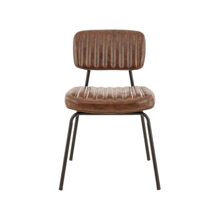 Chaise bistro STANLEY H48 d'intérieur - Métal noir, PU - bois marron vintage