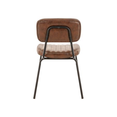 Chaise bistro STANLEY H48 d'intérieur - Métal noir, PU - bois marron vintage