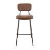 Tabouret de bar STANLEY H77 d'intérieur - Métal noir, PU - bois marron vintage
