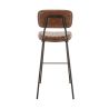 Tabouret de bar STANLEY H77 d'intérieur - Métal noir, PU - bois marron vintage