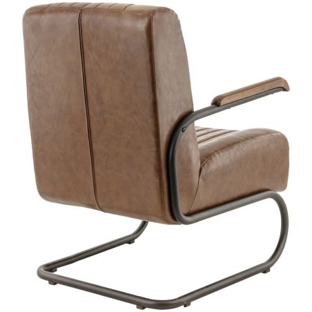 Fauteuil bistro BRIXTON H44 d'intérieur - Métal noir, PU - bois marron vintage