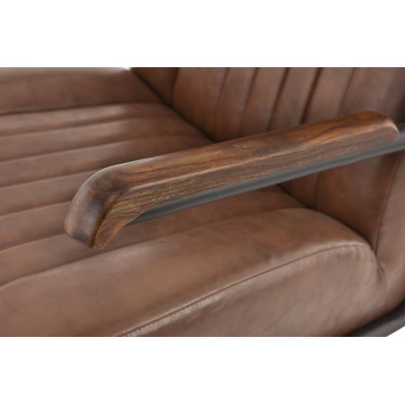 Fauteuil bistro BRIXTON H44 d'intérieur - Métal noir, PU - bois marron vintage