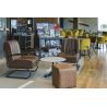 Fauteuil bistro BRIXTON H44 d'intérieur - Métal noir, PU - bois marron vintage