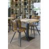 Chaise bistro SOHO H49 d'intérieur - Métal noir, PU - bois cognac vintage