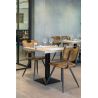 Chaise bistro SOHO H49 d'intérieur - Métal noir, PU - bois cognac vintage