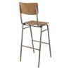 Tabouret de bar HARVARD H77 d'intérieur - Métal finition industrielle, bois brun vintage