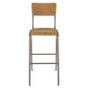 Tabouret de bar HARVARD H77 d'intérieur - Métal finition industrielle, bois brun vintage