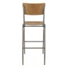 Tabouret de bar HARVARD H77 d'intérieur - Métal finition industrielle, bois brun vintage