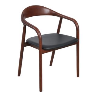 Fauteuil bistro STEFAN H47 d'intérieur - Hêtre brun foncé, similicuir PU noir