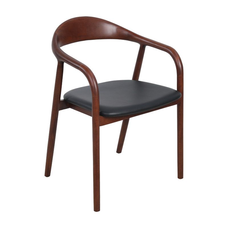 Fauteuil bistro STEFAN H47 d'intérieur - Hêtre brun foncé, similicuir PU noir