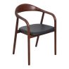 Fauteuil bistro STEFAN H47 d'intérieur - Hêtre brun foncé, similicuir PU noir