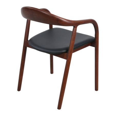 Fauteuil bistro STEFAN H47 d'intérieur - Hêtre brun foncé, similicuir PU noir