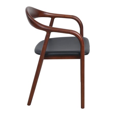 Fauteuil bistro STEFAN H47 d'intérieur - Hêtre brun foncé, similicuir PU noir