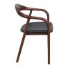 Fauteuil bistro STEFAN H47 d'intérieur - Hêtre brun foncé, similicuir PU noir
