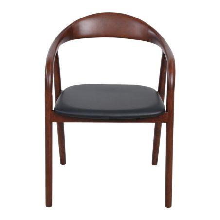 Fauteuil bistro STEFAN H47 d'intérieur - Hêtre brun foncé, similicuir PU noir