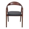 Fauteuil bistro STEFAN H47 d'intérieur - Hêtre brun foncé, similicuir PU noir