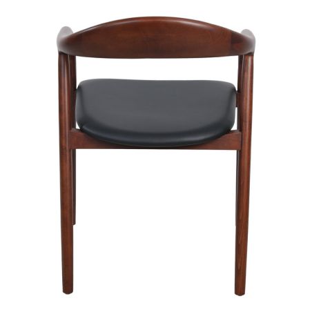 Fauteuil bistro STEFAN H47 d'intérieur - Hêtre brun foncé, similicuir PU noir
