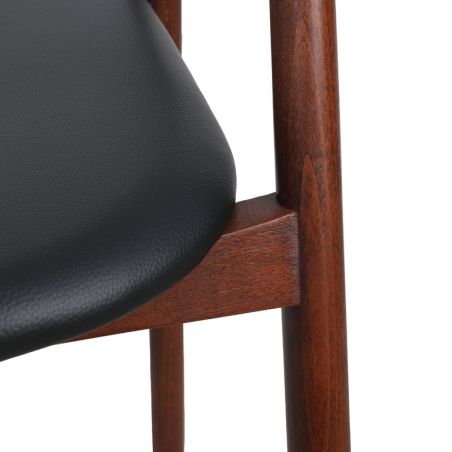 Fauteuil bistro STEFAN H47 d'intérieur - Hêtre brun foncé, similicuir PU noir