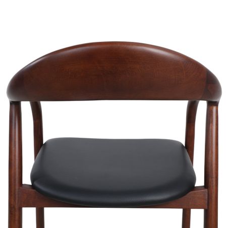 Fauteuil bistro STEFAN H47 d'intérieur - Hêtre brun foncé, similicuir PU noir