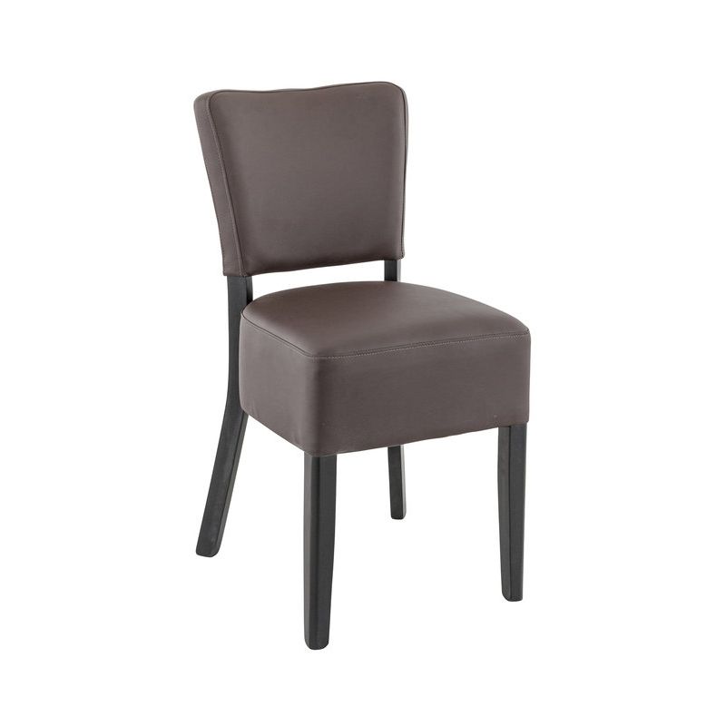 Chaise de restaurant FLORIANE II H50 d'intérieur - Bois teinte wengé, similicuir PU chocolat