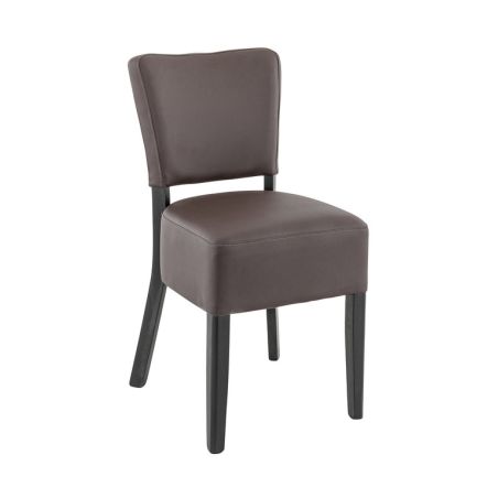 Chaise de restaurant FLORIANE II H50 d'intérieur - Bois teinte wengé, similicuir PU chocolat
