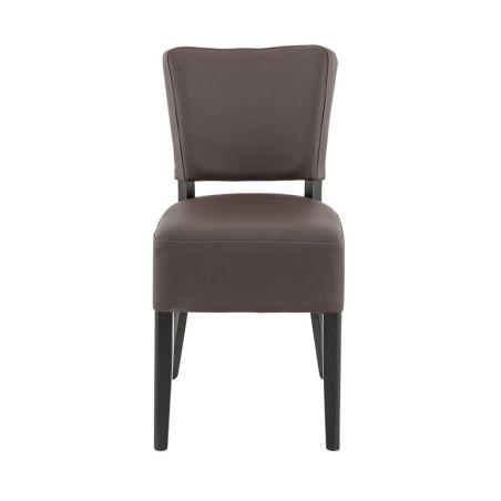 Chaise de restaurant FLORIANE II H50 d'intérieur - Bois teinte wengé, similicuir PU chocolat