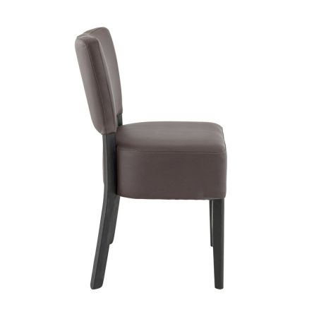Chaise de restaurant FLORIANE II H50 d'intérieur - Bois teinte wengé, similicuir PU chocolat