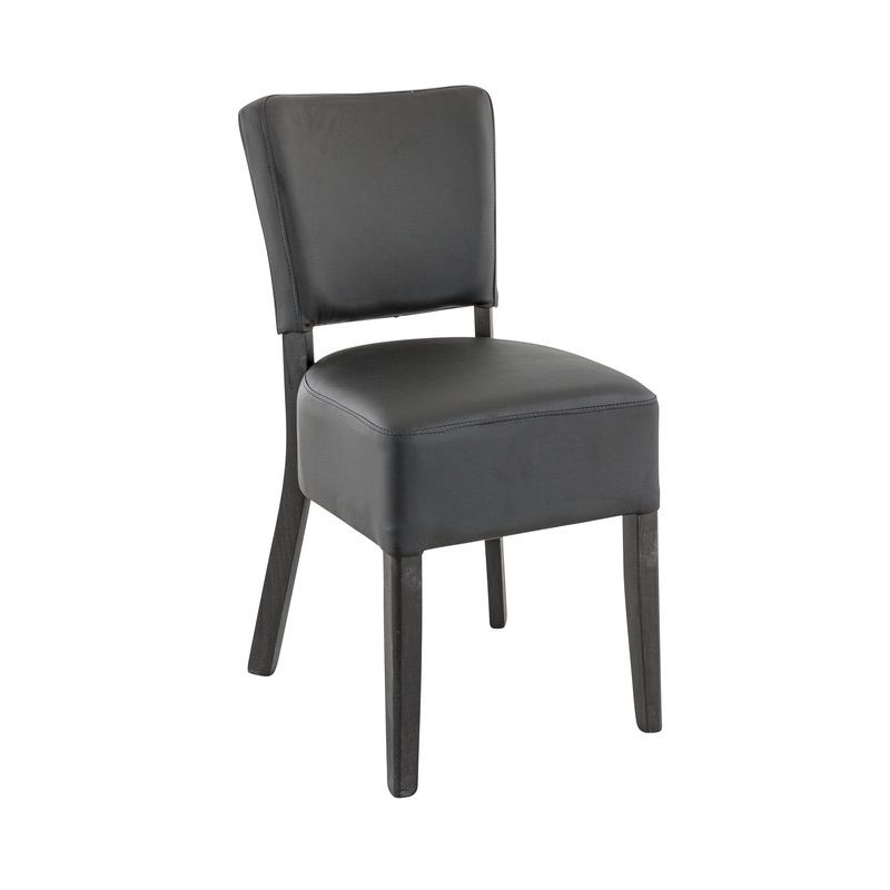 Chaise de restaurant FLORIANE II H50 d'intérieur - Bois teinte wengé, similicuir PU noir