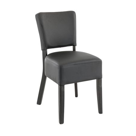 Chaise de restaurant FLORIANE II H50 d'intérieur - Bois teinte wengé, similicuir PU noir
