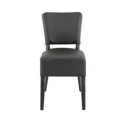 Chaise de restaurant FLORIANE II H50 d'intérieur - Bois teinte wengé, similicuir PU noir