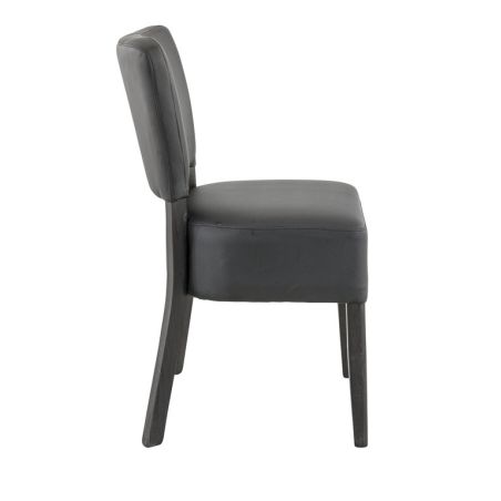 Chaise de restaurant FLORIANE II H50 d'intérieur - Bois teinte wengé, similicuir PU noir