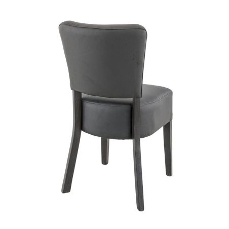Chaise de restaurant FLORIANE II H50 d'intérieur - Bois teinte wengé, similicuir PU noir