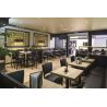 Chaise de restaurant FLORIANE II H50 d'intérieur - Bois teinte wengé, similicuir PU noir