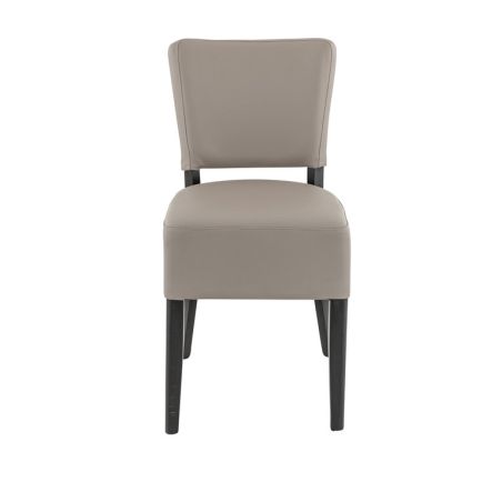 Chaise de restaurant FLORIANE II H50 d'intérieur - Bois teinte wengé, similicuir PU taupe