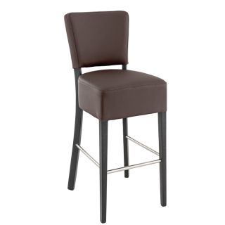 Tabouret de bar FLORIANE BST II H78 d'intérieur - Bois teinte wengé, PU - métal chocolat