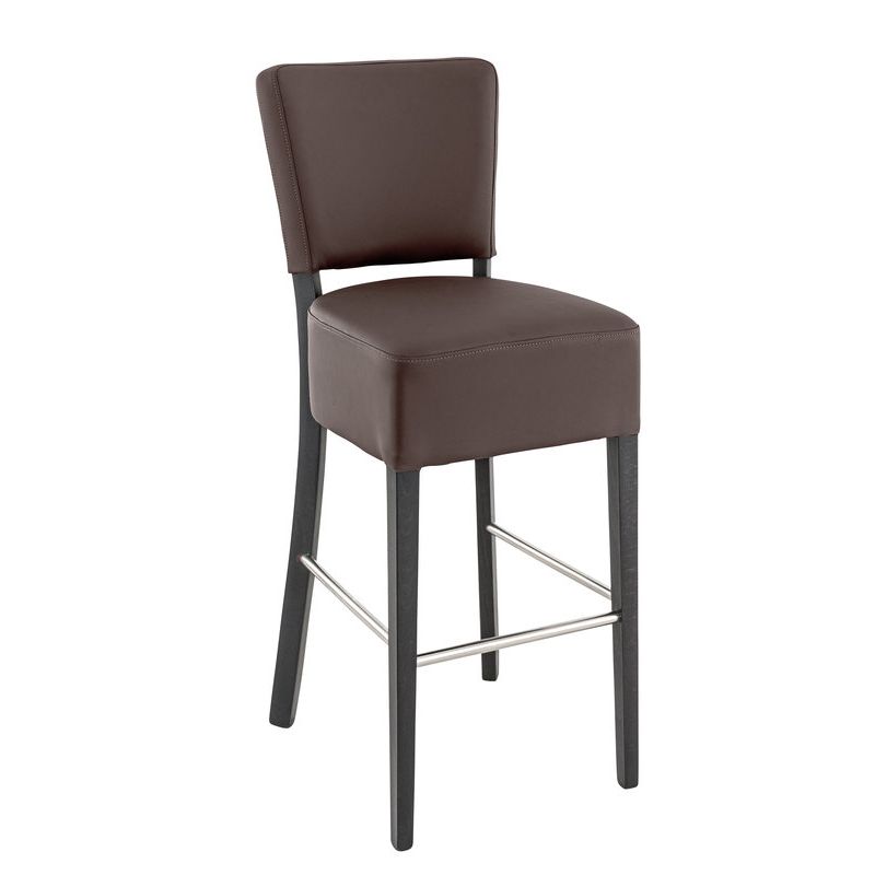 Tabouret de bar FLORIANE BST II H78 d'intérieur - Bois teinte wengé, PU - métal chocolat