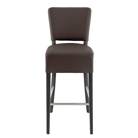 Tabouret de bar FLORIANE BST II H78 d'intérieur - Bois teinte wengé, PU - métal chocolat