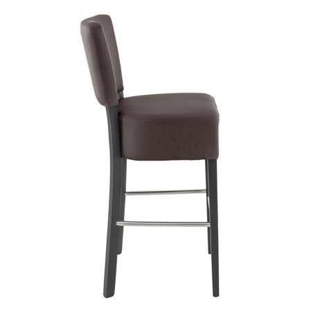 Tabouret de bar FLORIANE BST II H78 d'intérieur - Bois teinte wengé, PU - métal chocolat