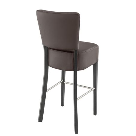 Tabouret de bar FLORIANE BST II H78 d'intérieur - Bois teinte wengé, PU - métal chocolat