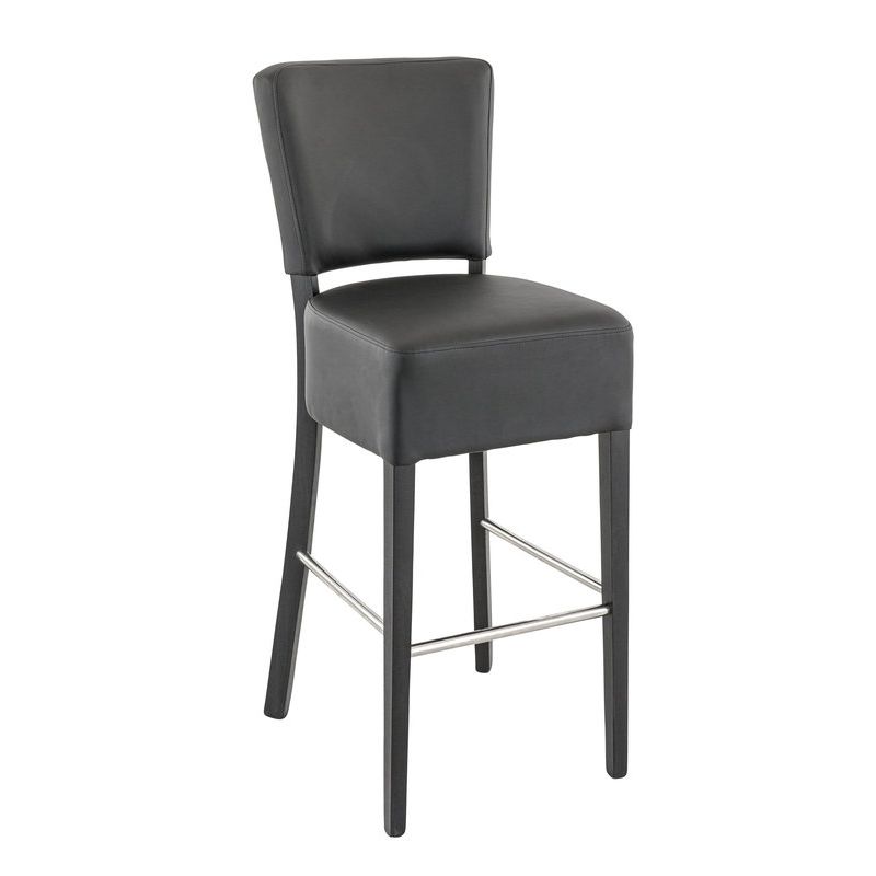 Tabouret de bar FLORIANE BST II H78 d'intérieur - Bois teinte wengé, PU - métal noir