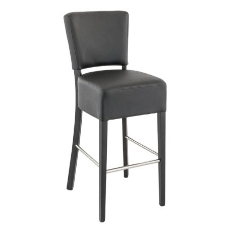 Tabouret de bar FLORIANE BST II H78 d'intérieur - Bois teinte wengé, PU - métal noir